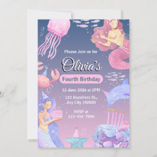 Invitation Créez votre propre anniversaire de sirène pour fil