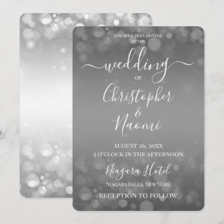Invitation Créez Votre Propre Bokeh Gris Argent