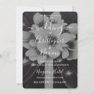 Invitation Créez votre propre Bouquet de mariée B&W Retro Flo