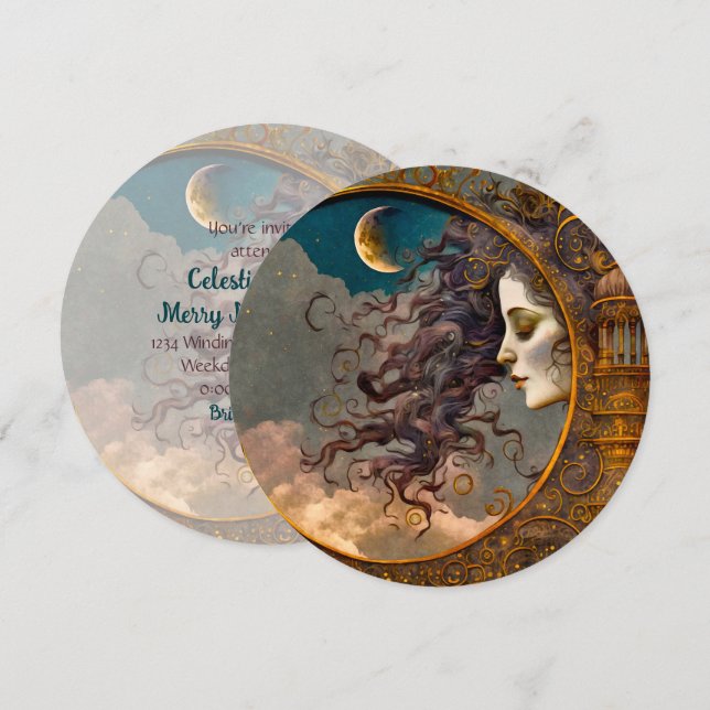 Invitation Créez votre propre dame Steampunk de la Lune (Devant / Derrière)
