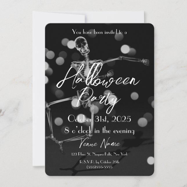Invitation Créez votre propre Dancing X-Ray Skeleton Hallowee (Devant)