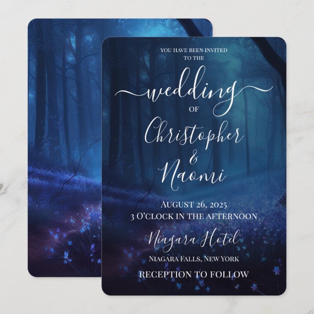 Invitation Créez votre propre forêt enchantée bleue (Devant / Derrière)