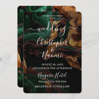 Invitation Créez votre propre marbre doré foncé vert