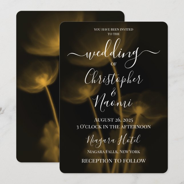 Invitation Créez votre propre Mariage - 3 Fleurs X-Ray (Devant / Derrière)
