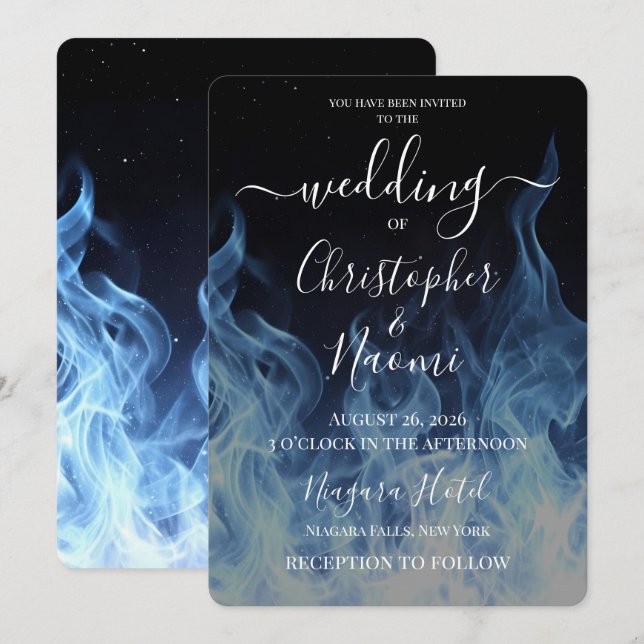 Invitation Créez Votre Propre Mariage au Feu Bleu (Devant / Derrière)