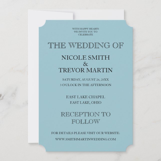 Invitation Créez votre propre - Mariage bleu Dusty (Devant)