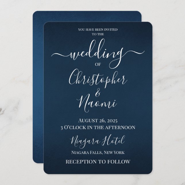 Invitation Créez votre propre Mariage bleu profond (Devant / Derrière)