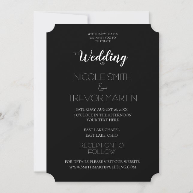 Invitation Créez votre propre Mariage Customisé noir (Devant)