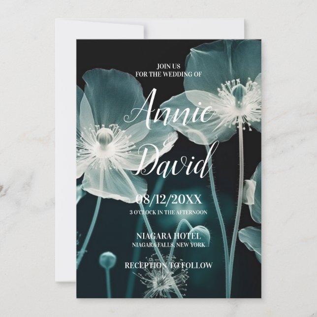 Invitation Créez votre propre Mariage de fleurs bleues Icy (Devant)