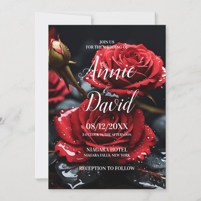 Invitation Créez votre propre Mariage de roses rouges (Devant)