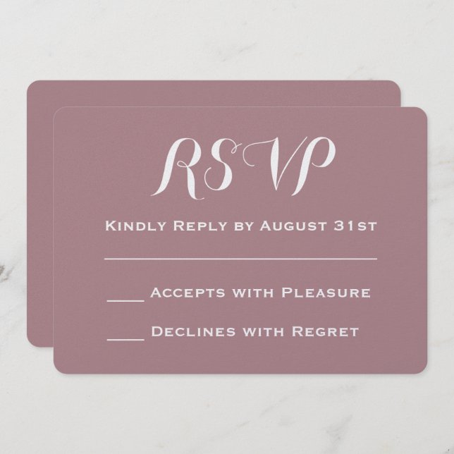 Invitation Créez votre propre mariage Dusty Rose RSVP (Devant / Derrière)