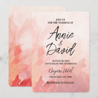 Invitation Créez votre propre Mariage Feuille rouge subtil pe