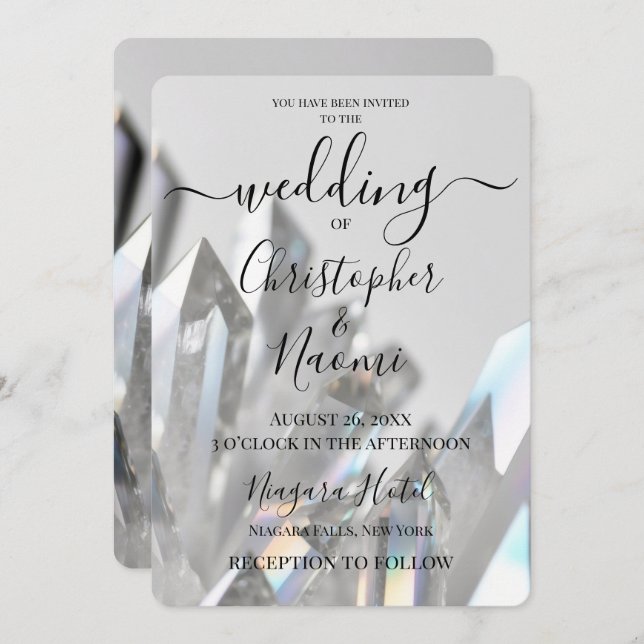 Invitation Créez votre propre Mariage gris cristal transparen (Devant / Derrière)