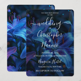 Invitation Créez votre propre Mariage Lily Bleu Profond