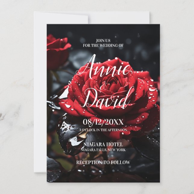 Invitation Créez votre propre Mariage Rose rouge (Devant)