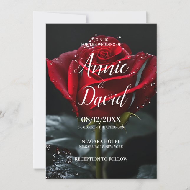 Invitation Créez votre propre Mariage Rose rouge unique (Devant)