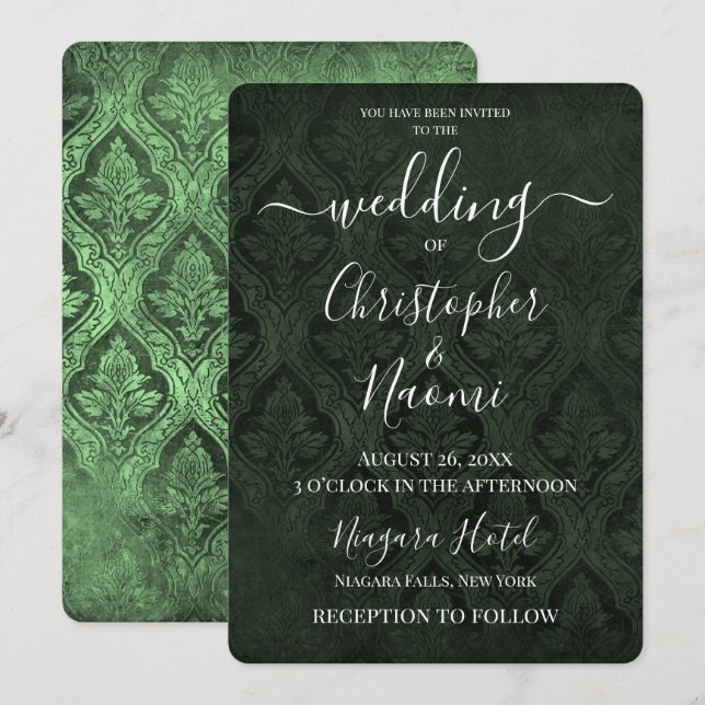 Invitation Créez votre propre modèle gothique rustique Damask (Devant / Derrière)