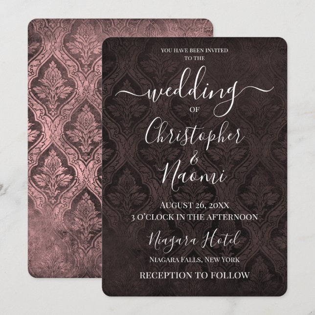 Invitation Créez votre propre modèle gothique rustique Damask (Devant / Derrière)