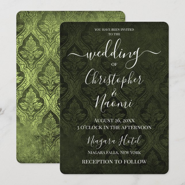 Invitation Créez votre propre modèle gothique rustique Damask (Devant / Derrière)