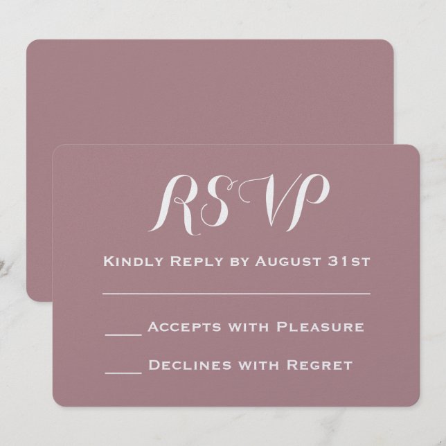 Invitation Créez Votre Propre Réponse de Mariage Rose Poussié (Devant / Derrière)