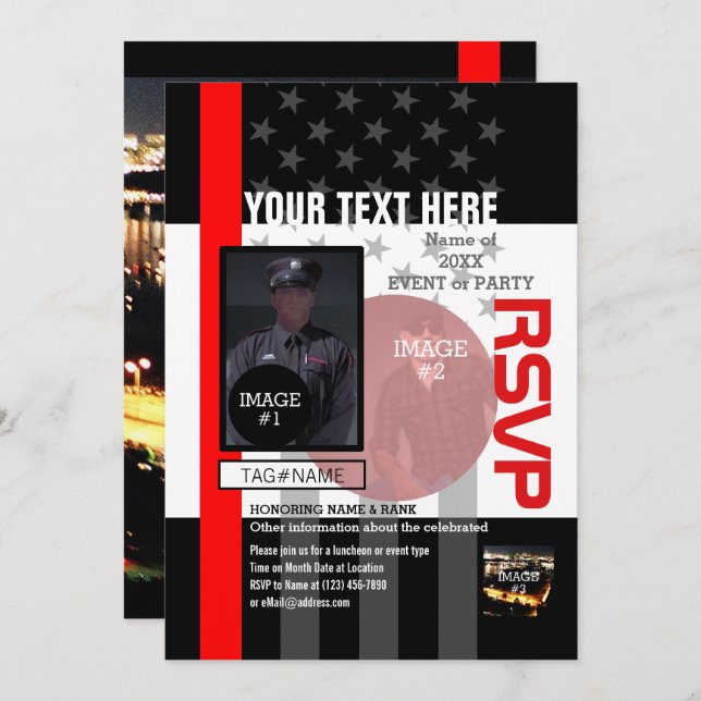 Invitation Créez-vous avec 4 images et 12 lignes de texte (Devant / Derrière)