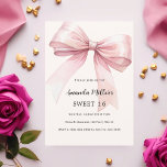 Invitation Crème arc rose élégant SWEET 16<br><div class="desc">Arrière - plan beige douce,  crème,  décorée d'un grand arc rose. Personnalisez et ajoutez un nom et des détails du parti.</div>