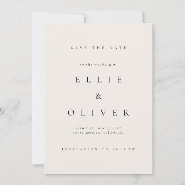 Invitation Crème beige et noir Elegant Boho Enregistrer la da (Devant)