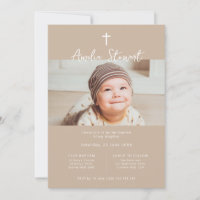 Crème beige minimaliste photo baptême baptême bapt