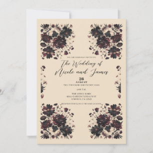 Invitation Crème Beige Vintage Shabby Chic Floral Mélancoliqu