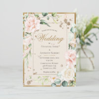 Crème Blush Floral Aquarelle Mariage romantique