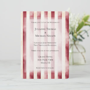 Invitation Crème Bourgogne Romantic Stripes Mariage