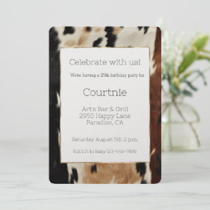 Invitation Crème Brown Cowgirl Cowboy anniversaire