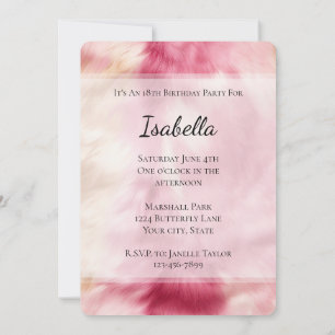 Invitation Crème Brown Pink Cowgirl Cowhide Anniversaire