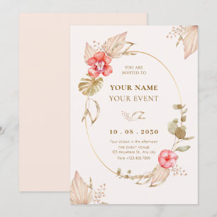 Invitation Crème calme floral élégant