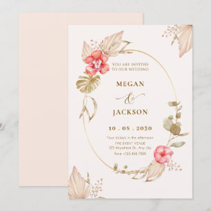 Invitation Crème calme floral élégant mariage