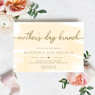 Invitation Crème Champagne Aquarelle Fête des Mères Brunch
