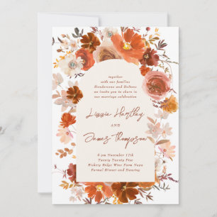 Invitation Crème claire Burange Orange Floral Arch Mariage