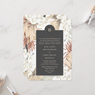Invitation Crème de charbon de bois Pampas Wreath Floral Mari