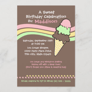 Invitation Crème de glace Anniversaire et sommeil