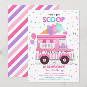 Invitation Crème de glace Anniversaire Fête Glace Truck Anniv