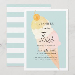 Invitation Crème de glace bleu clair Anniversaire