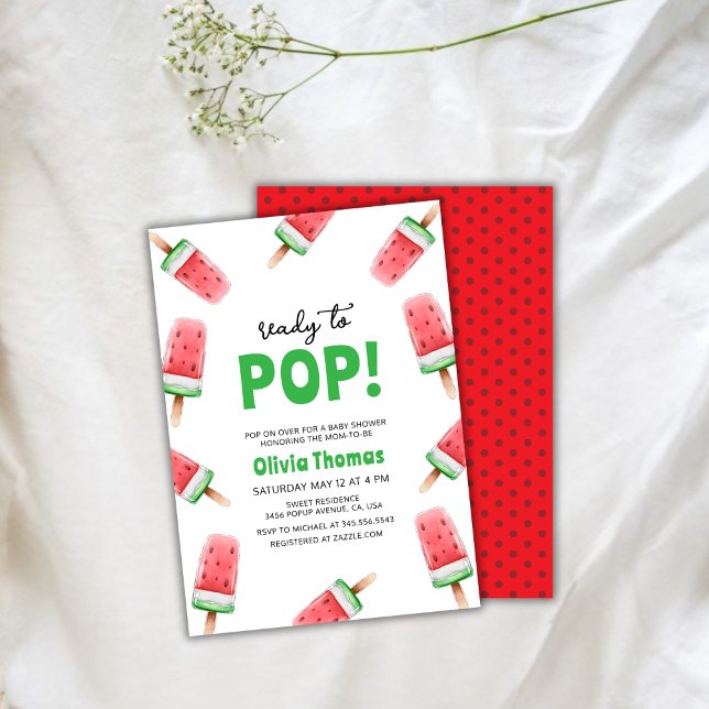 Invitation Crème De Glace De Pastèque Prêt À Pop Baby shower (Watermelon Ice Cream Ready To Pop Baby Shower Invitation)