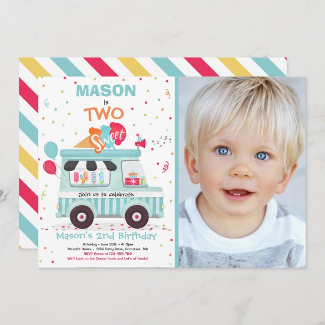 Invitation Crème de glace Deux douceurs 2e Camion Crème de gl (Devant / Derrière)
