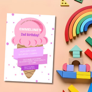 Invitation Crème de glace douce rose pourpre Anniversaire