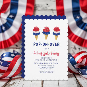 Invitation Crème De Glace Mignonne Rouge, Blanc Et Bleu 4 jui