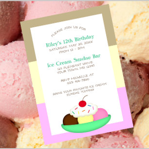 Invitation Crème de glace Neopolitan Stripe Sundae Anniversai