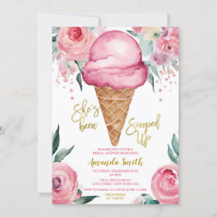 Invitation Crème de glace rose Elle a été récupérée Fête des
