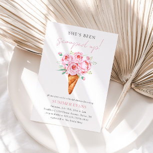 Invitation Crème de glace rose Floral ramassée Fête des marié