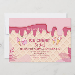 Invitation Crème de glace Social Anniversaire