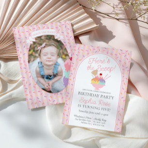 Invitation Crème de glace Sundae Heres Scoop fête d'anniversa